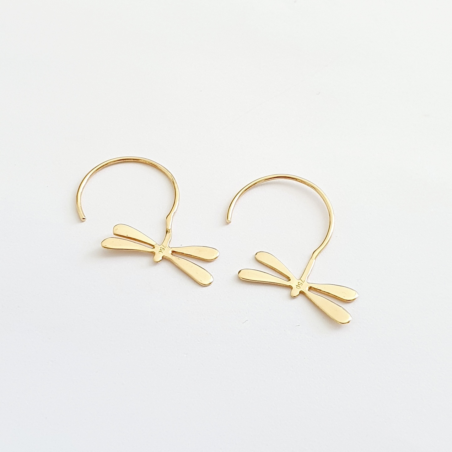 18K Yellow Gold Dragonfly Earrings