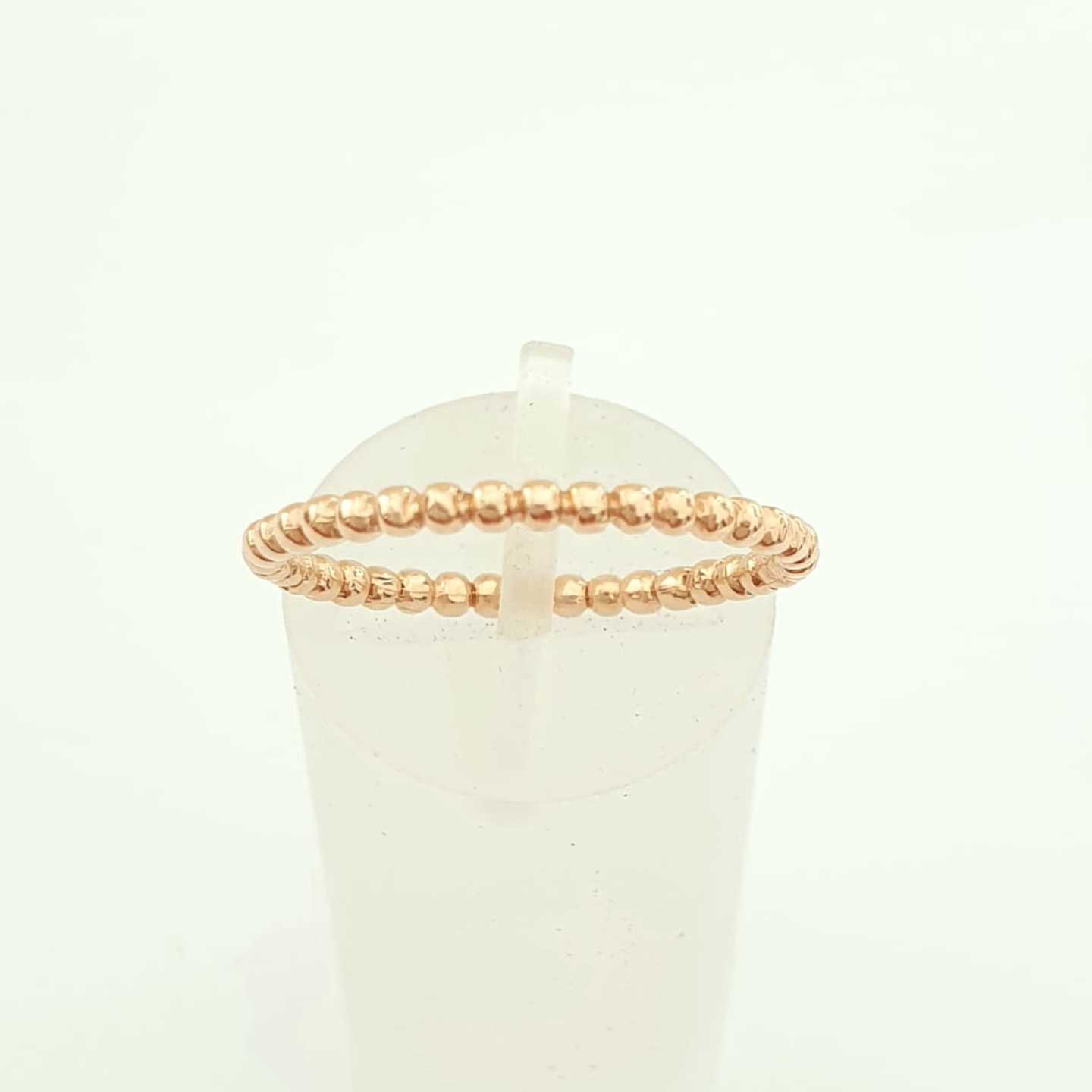 18K Rose Gold Simple Rope Beaded Ring