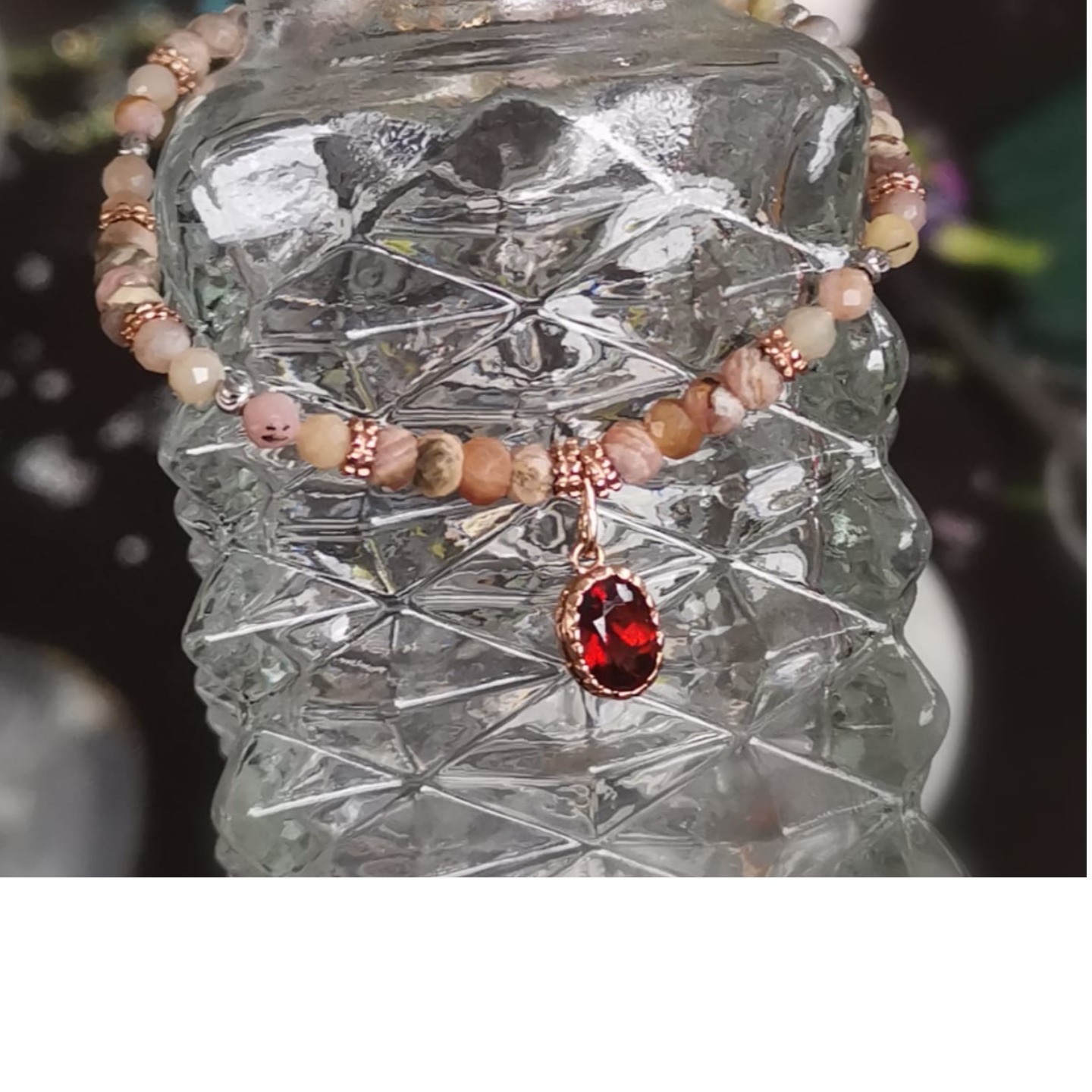 18K Rose Gold Spessarite Garnet Beaded Bracelet