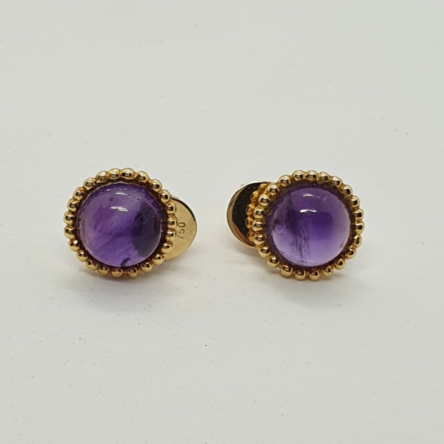 18K Yellow Gold Amethyst Beaded Rope Earrings