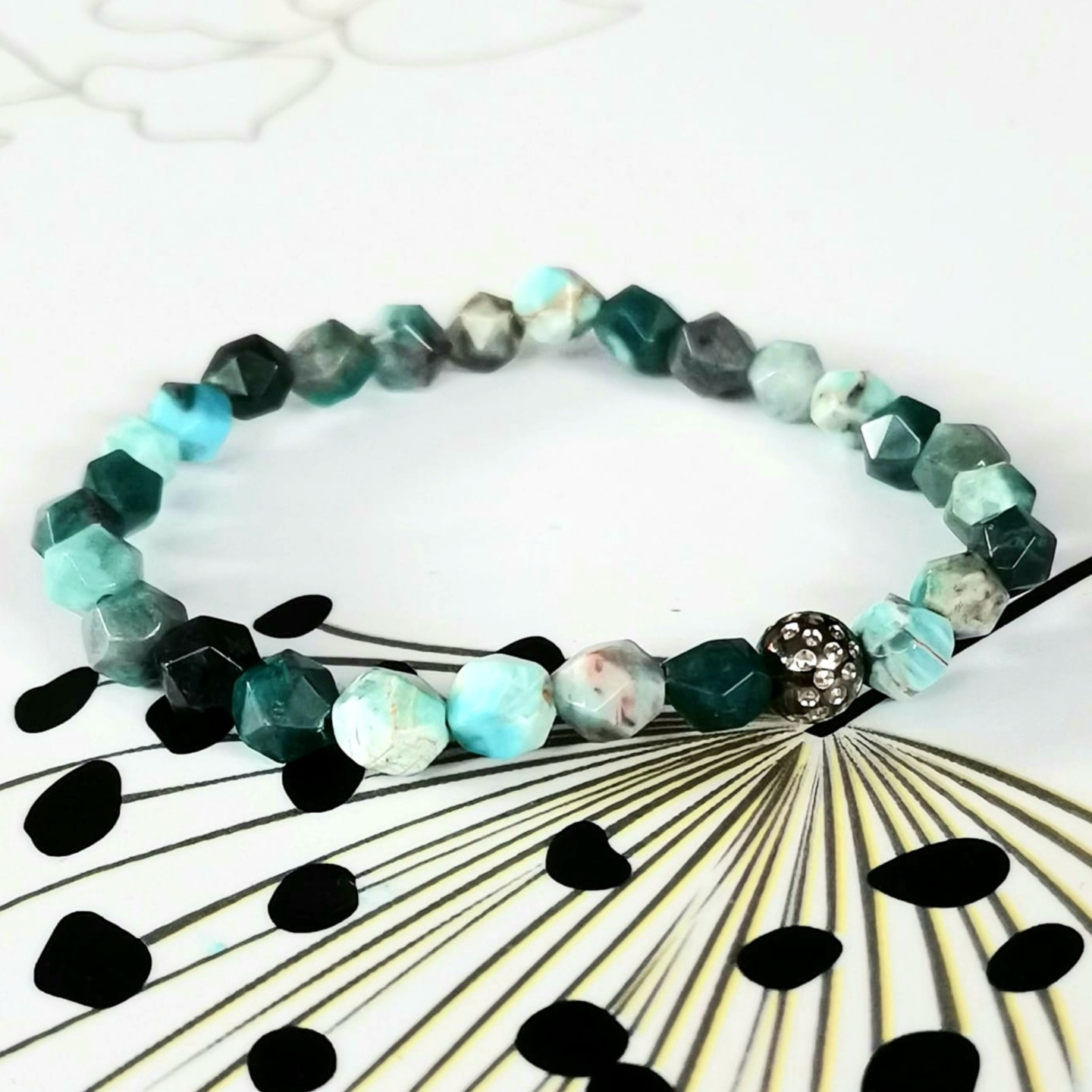 18K Black Gold Apatite Beaded Bracelet