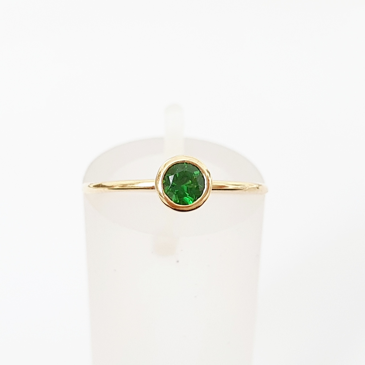 18K Yellow Gold Green Tourmaline Minimalist Stacking Ring