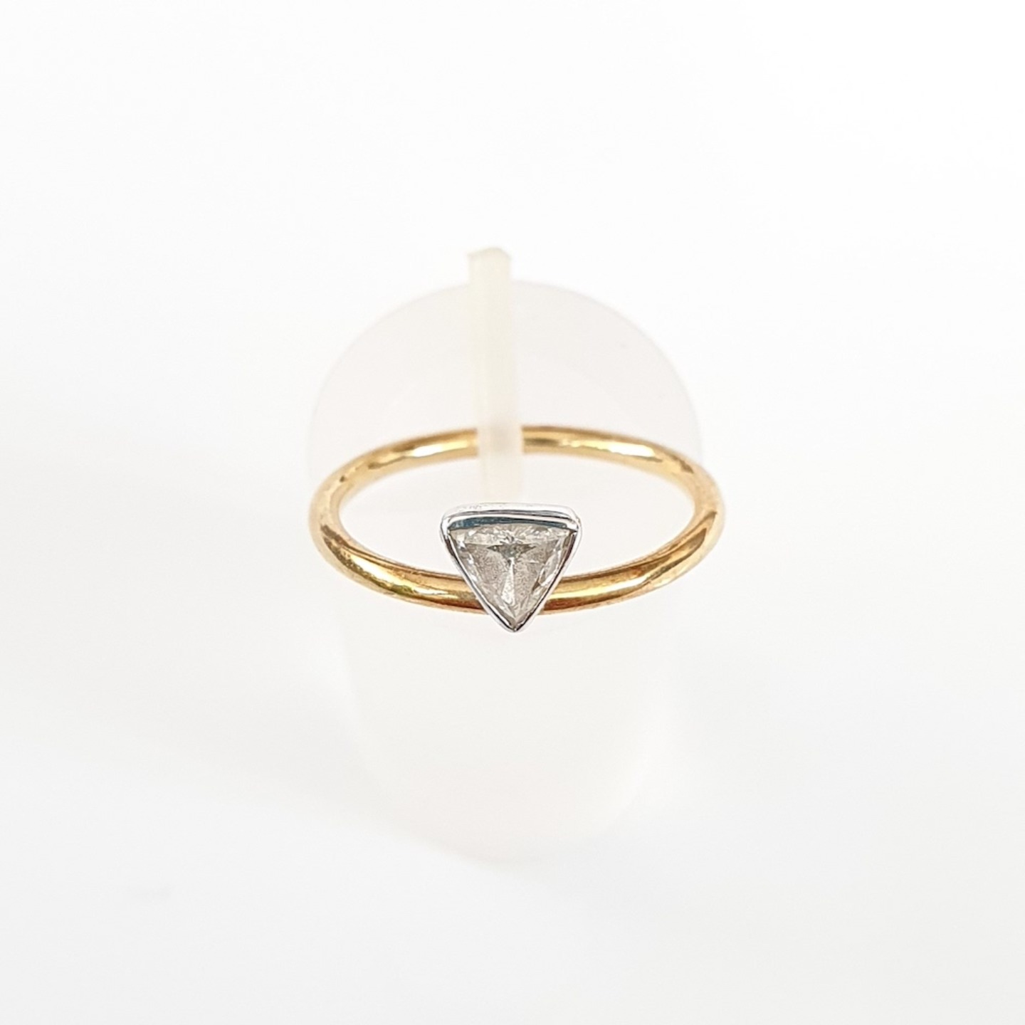18K White Gold and Yellow Gold Trillion Diamond Ring