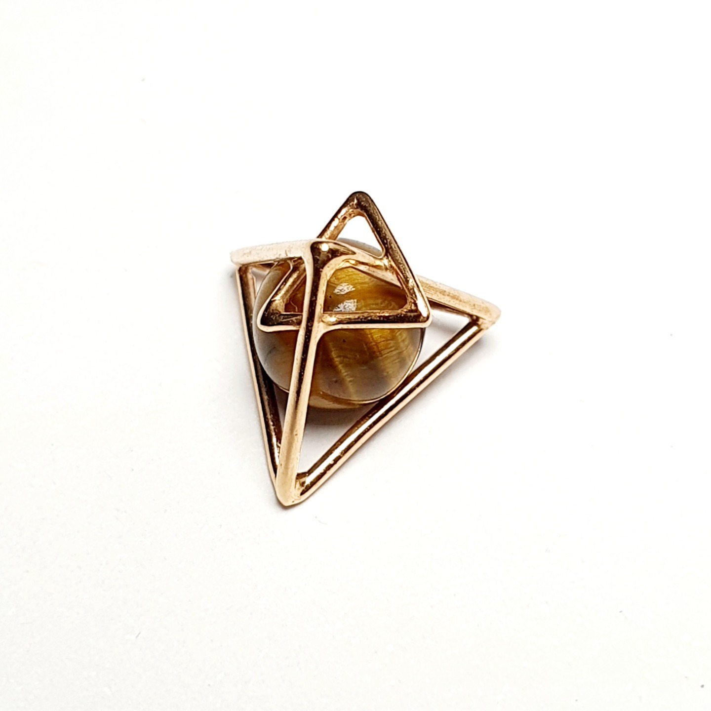 18K Yellow Gold Pyramid Tigereye Charm Pendant