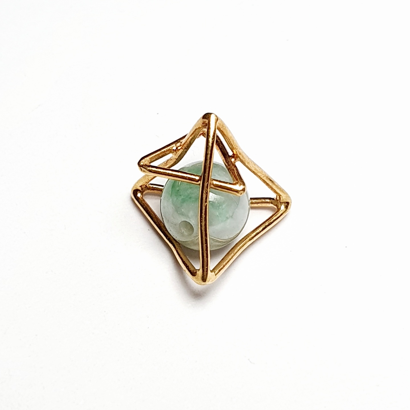 18K Yellow Gold Pyramid Jade Charm Pendant