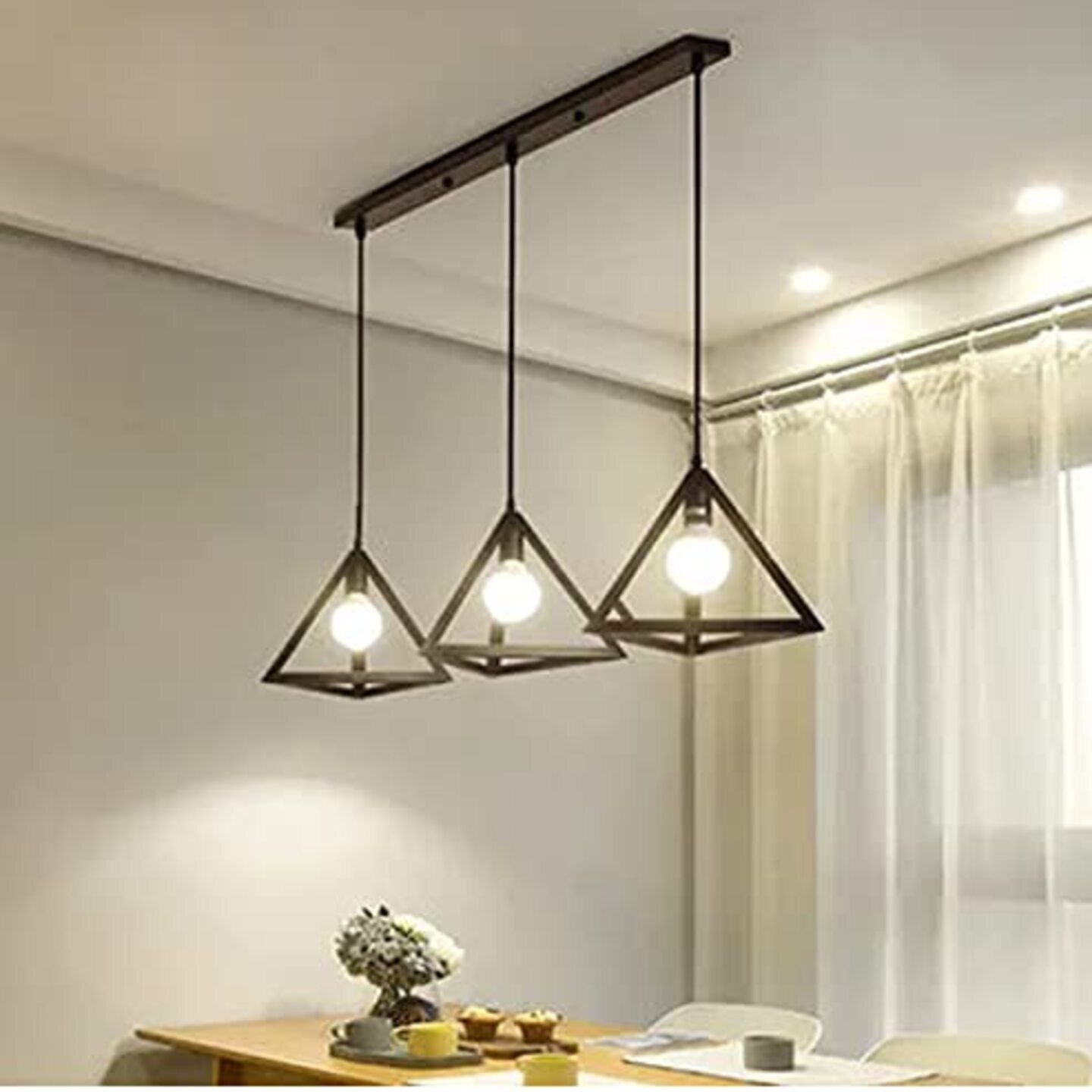 Triangle Linear Cluster Hanging Pendant Lights 3 Lights