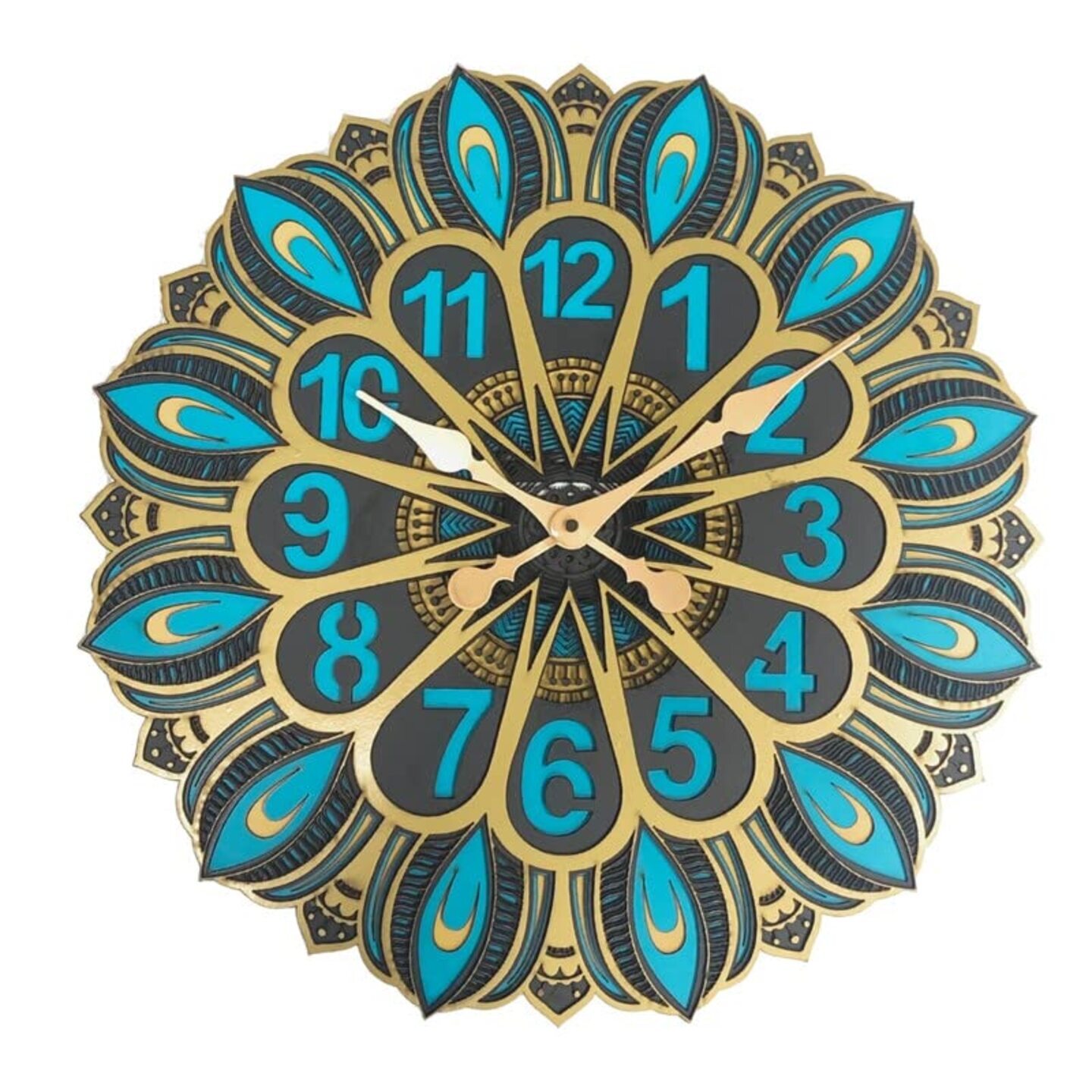 Beautiful MDF Wooden Floral Style 5 Layered 3D Wall Clock (38 x 4 x 38 CM)