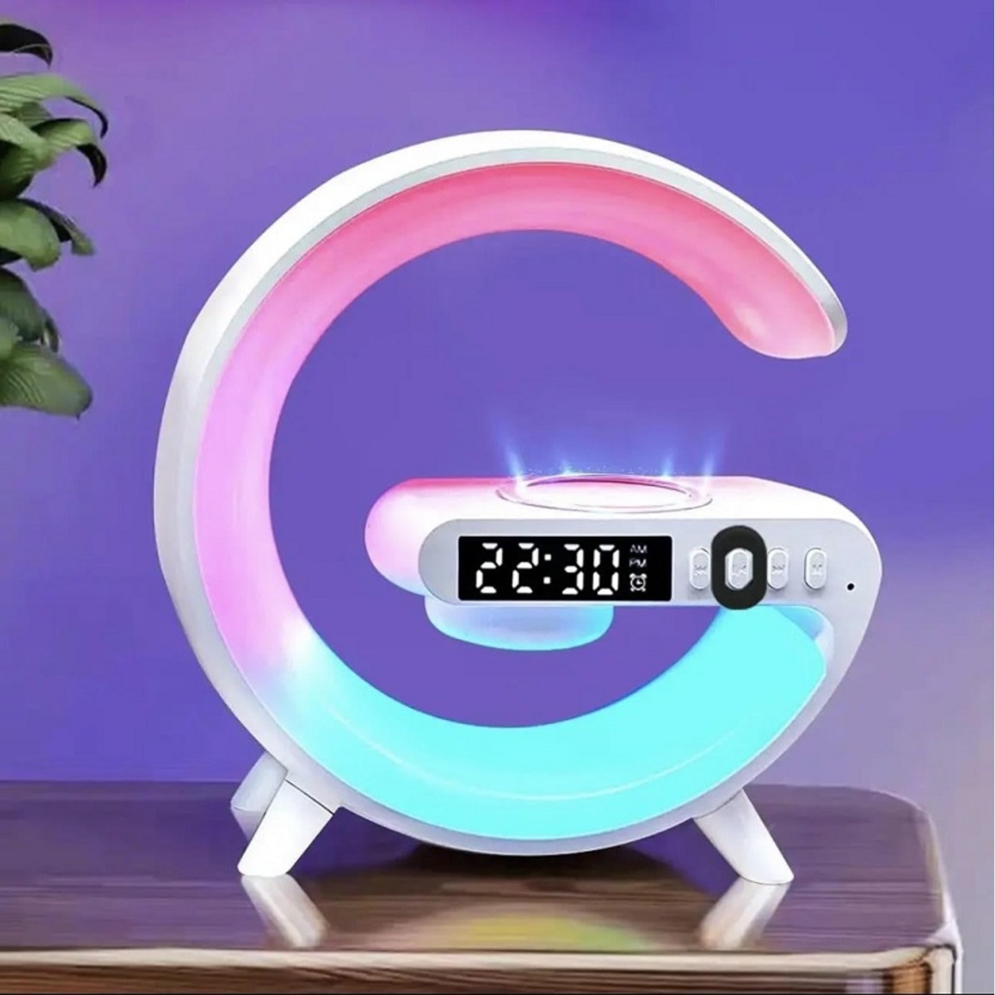 G63 Smart Intelligent RGB LED LAMP with Bluetooth Speakers, Clock and Mobile Wireless Charger