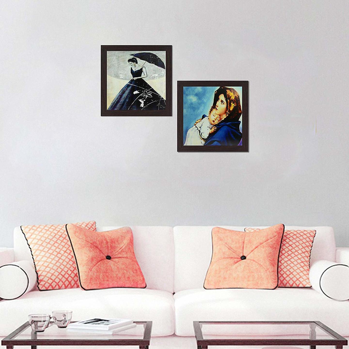 Set of 2 Wall Hanging Paintings - Modern Lady