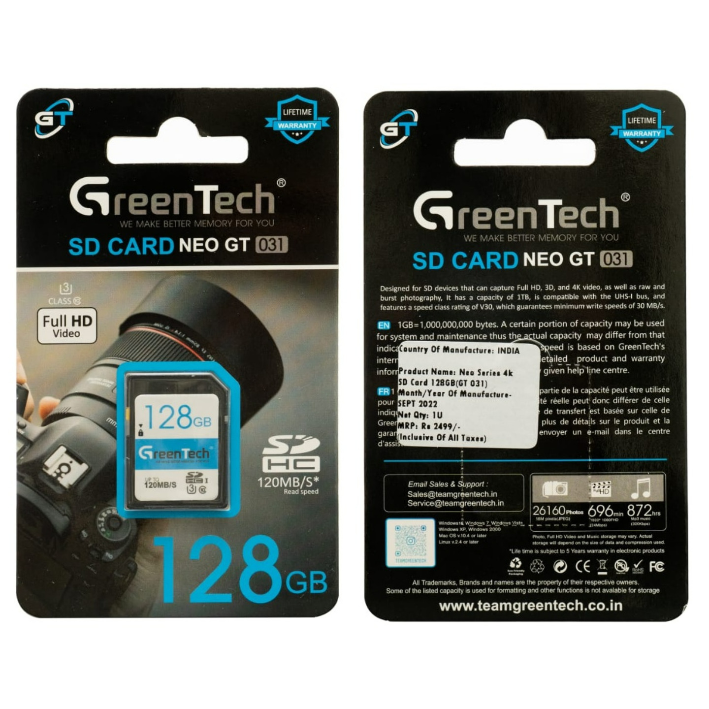 GreenTech High Speed 128 GB SD Card Model - GT-031
