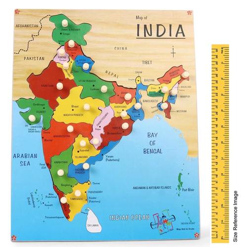 Kinder Creative Wooden India Map With Knobs Puzzle