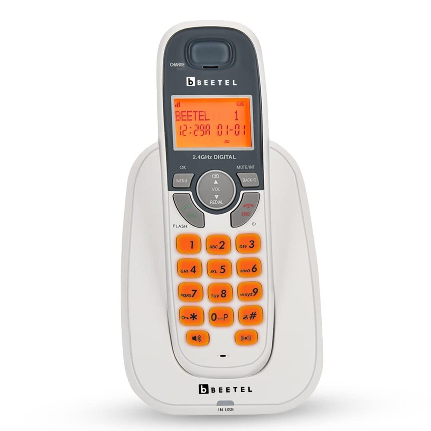 Beetel X70 Cordless Phone with 2 Way Speaker, Ringer Volume and LED Notification (White)