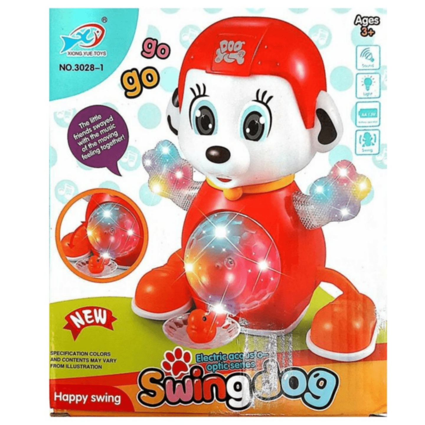 Happy Swing Bump and Go Musical Swinging Dog with LED lights