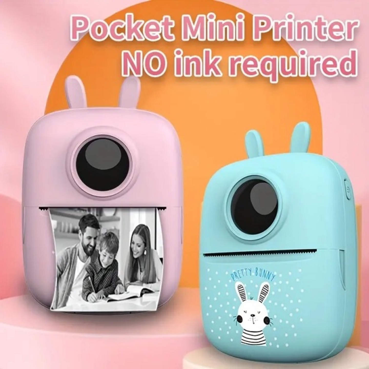 Portable Mini Inkless Wireless Instant Photo  Label  Sticker  Notes Printer
