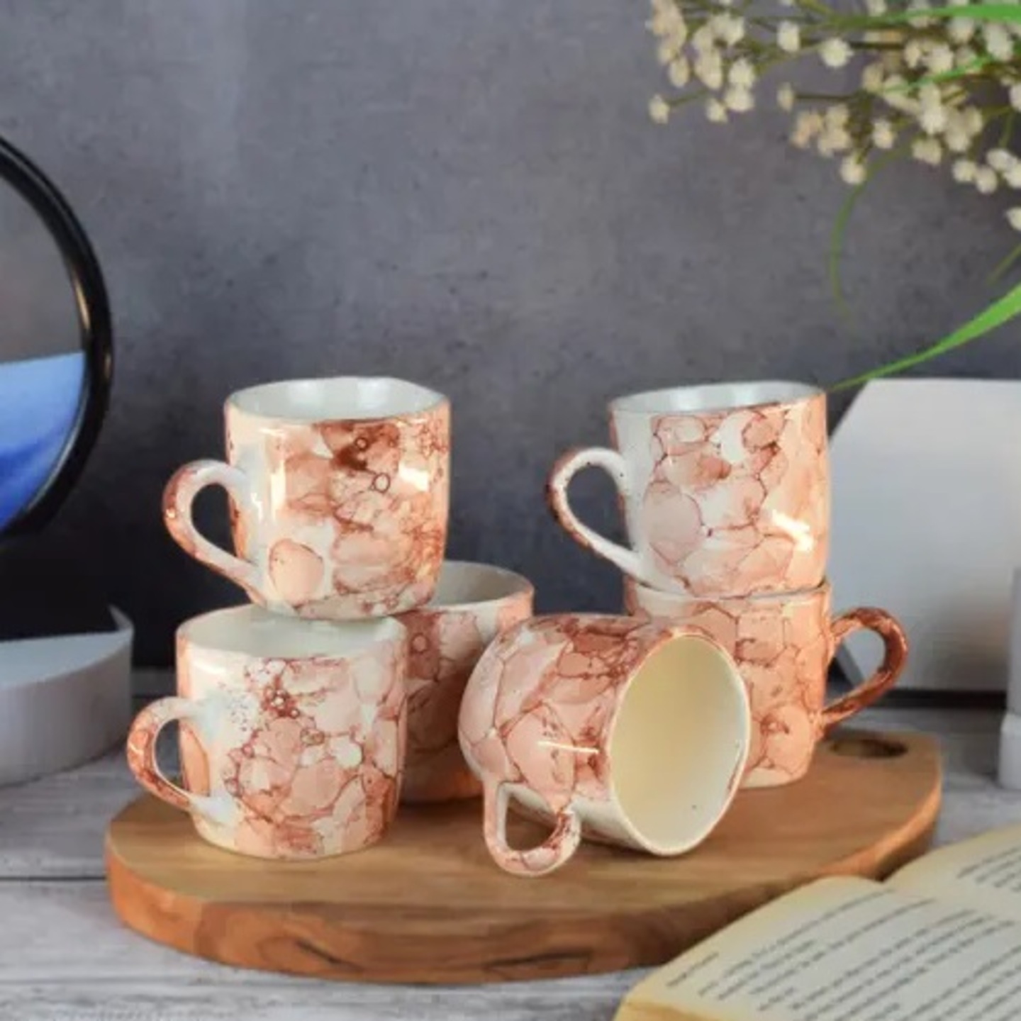 Set of 6 Ceramic Coffee / Milk / Tea Cup (120 ml) - Unbranded