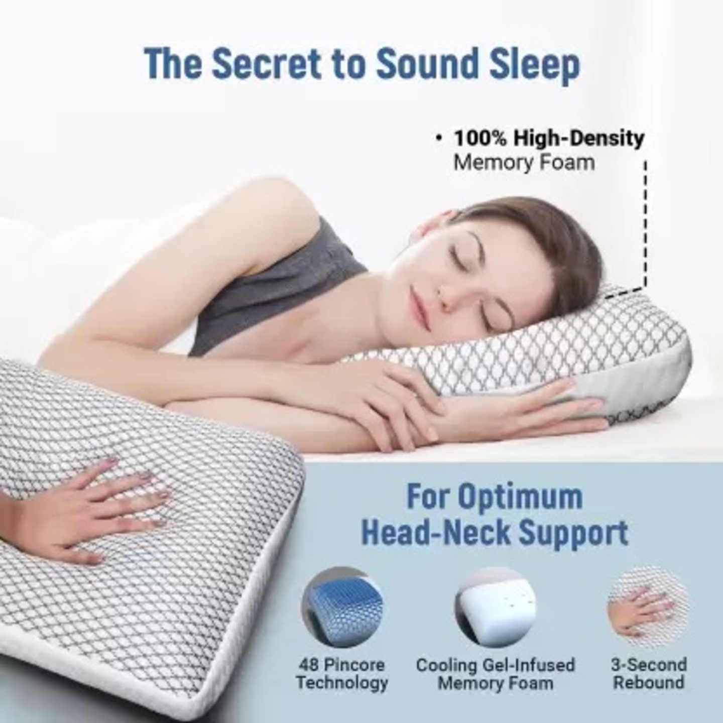 Gel Infused Beathable Luxury Memory Foam Sleeping Pillow (XL Size)