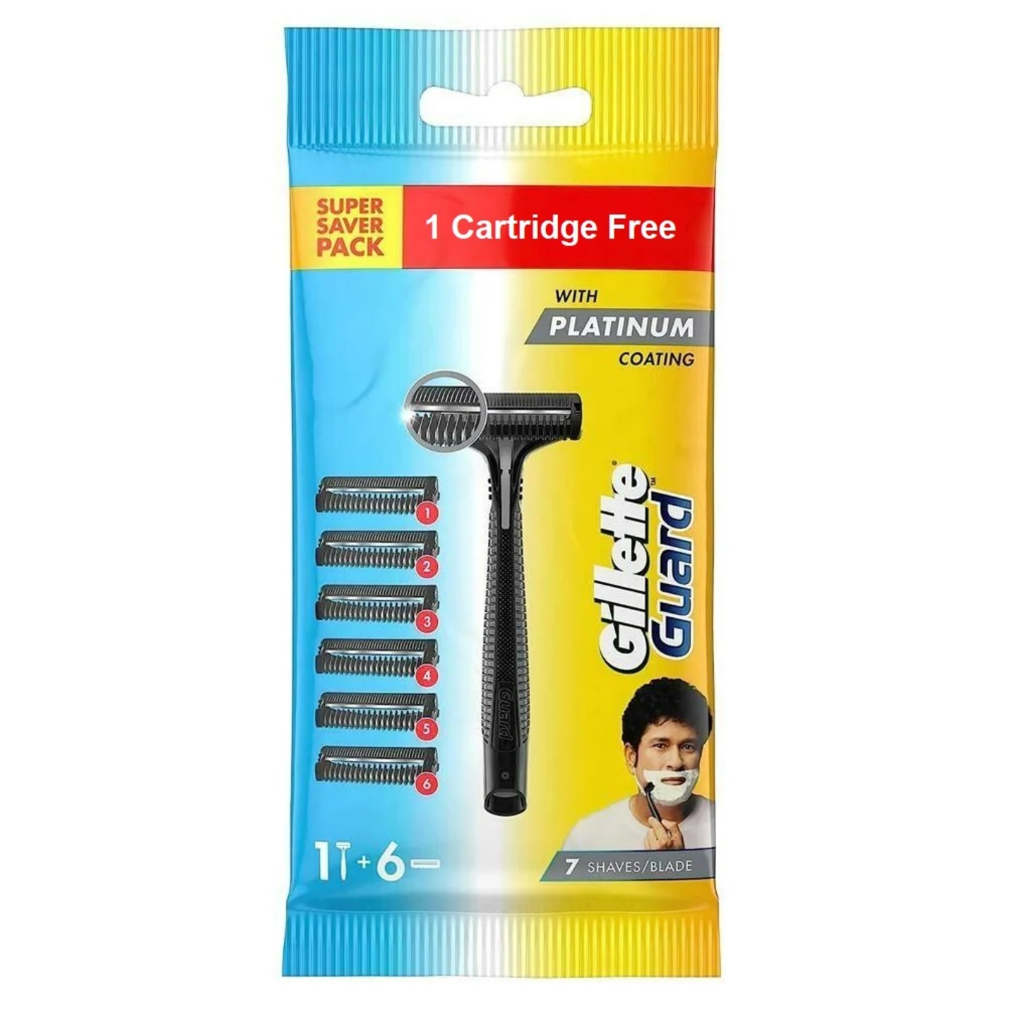 Gillette Guard Shaving Razor with 6 Cartridge (plus 1 free cartridge)