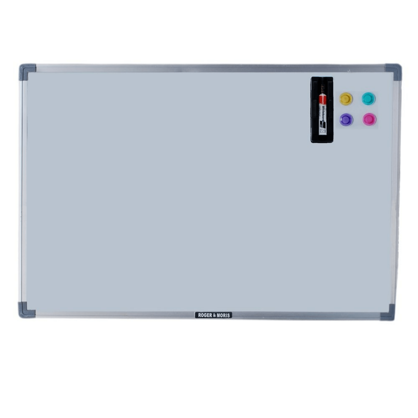 Roger & Moris Magnetic White Board with Marker and 4 Magnetic Buttons (3 feet x 2 feet)
