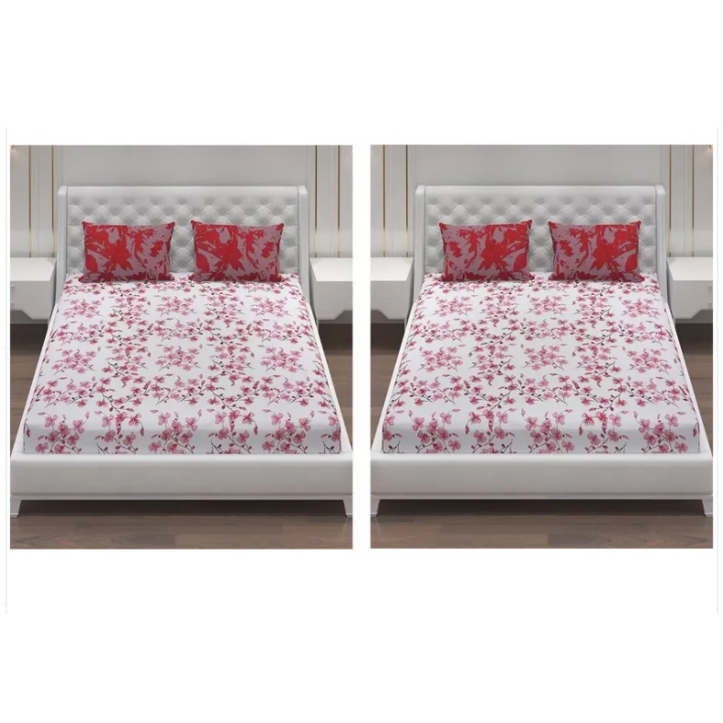 Monte Carlo Moca 104 TC Pack of 2 Cotton Double Bedsheets 23Bs-Fiona-62