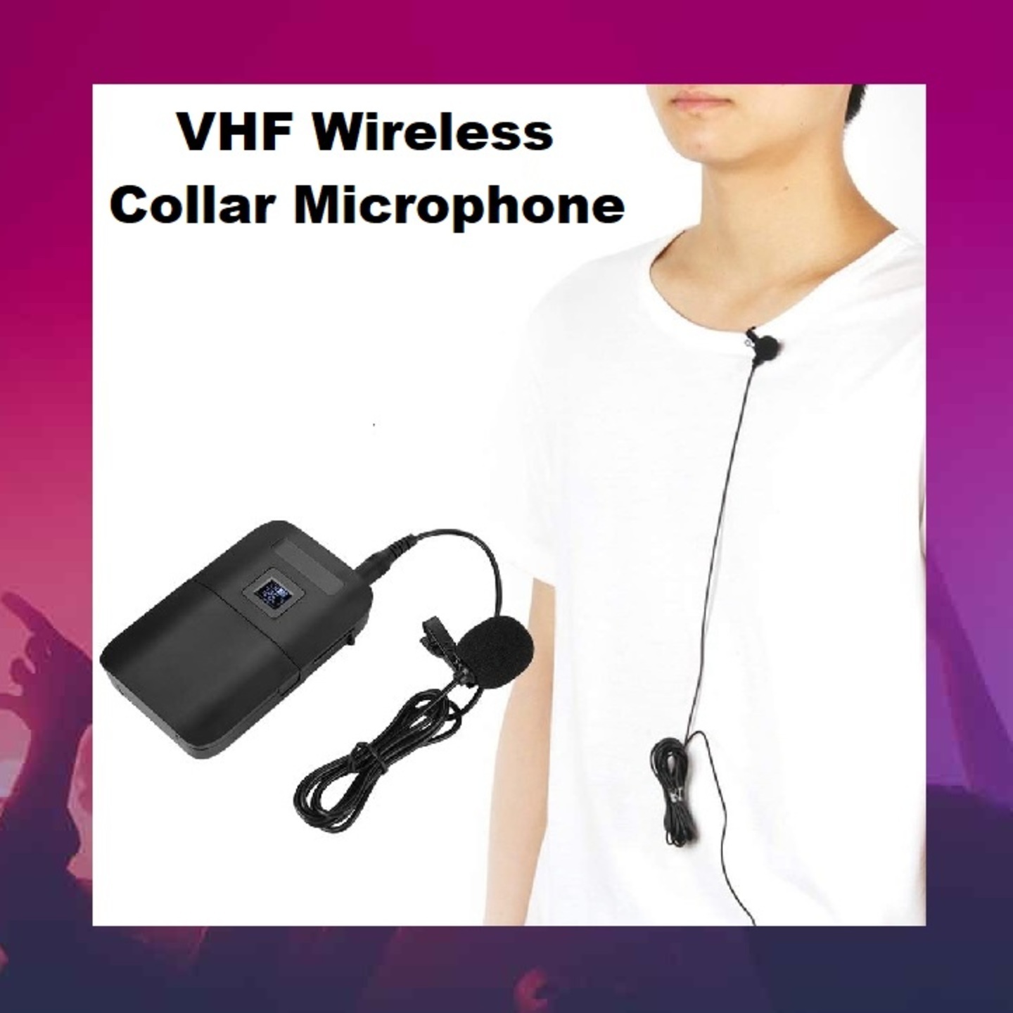 Rental: Professional VHF Wireless Collar Lapel Microphone with Receiver