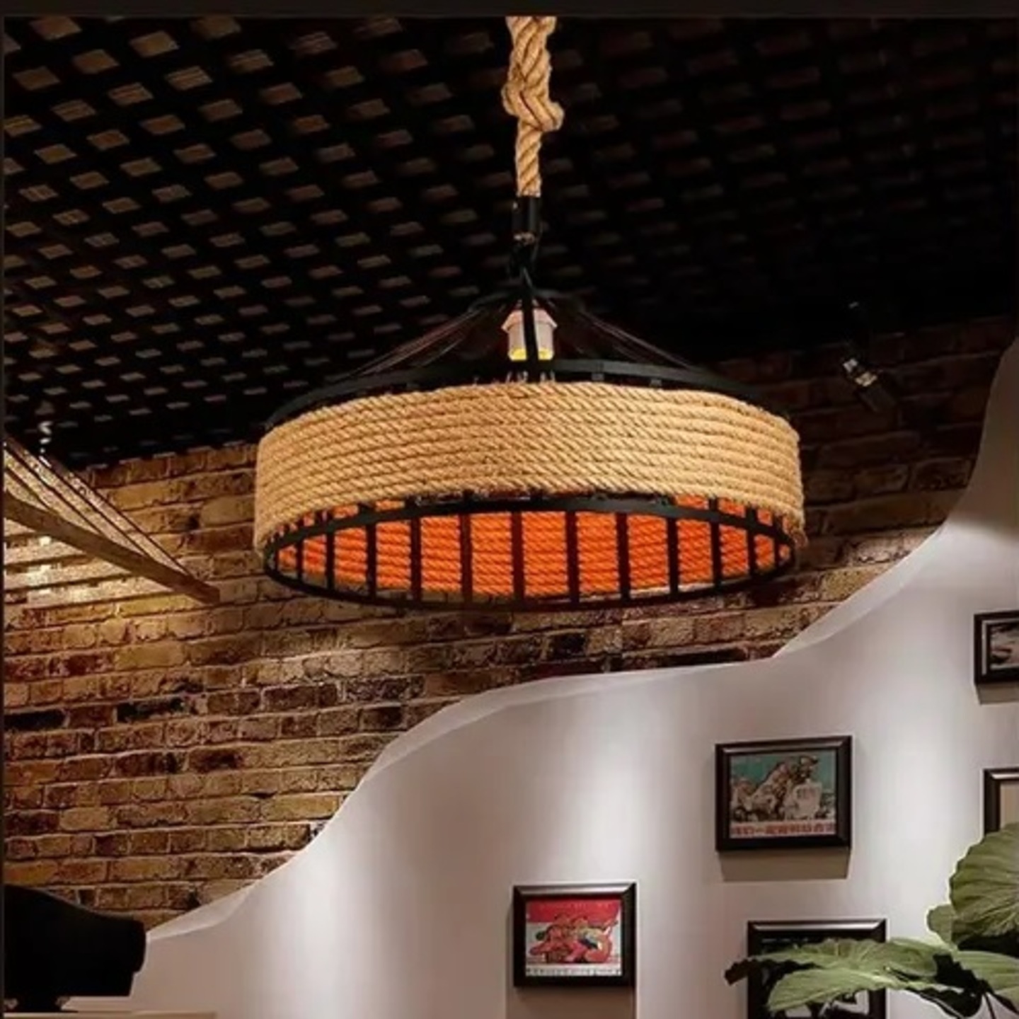 Retro Industrial Woven Handmade Hanging Ceiling Lamp