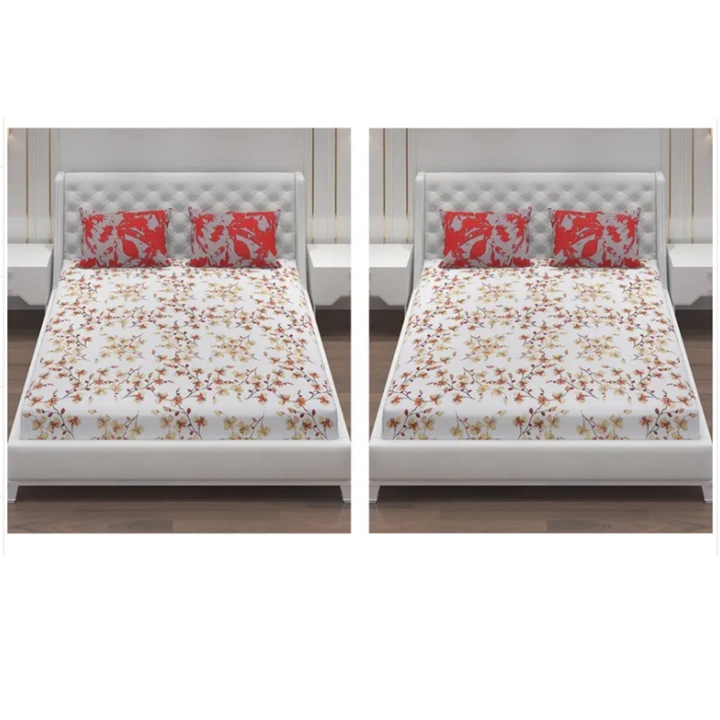 Monte Carlo Moca 104 TC Pack of 2 Cotton Double Bedsheets 23Bs-Fiona-64