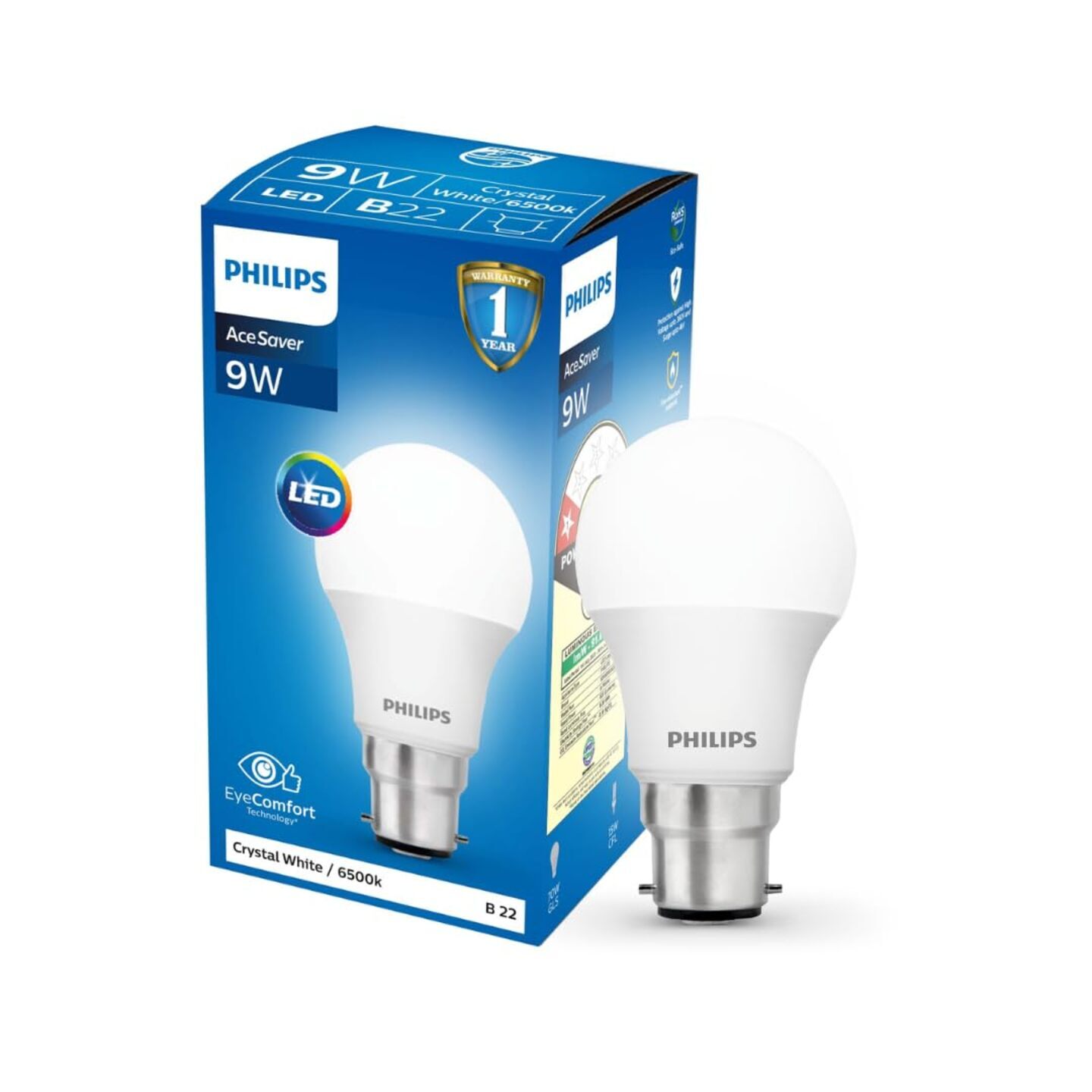 Philips 9-Watts B22 LED Cool Day White LED Bulb (Ace Saver)