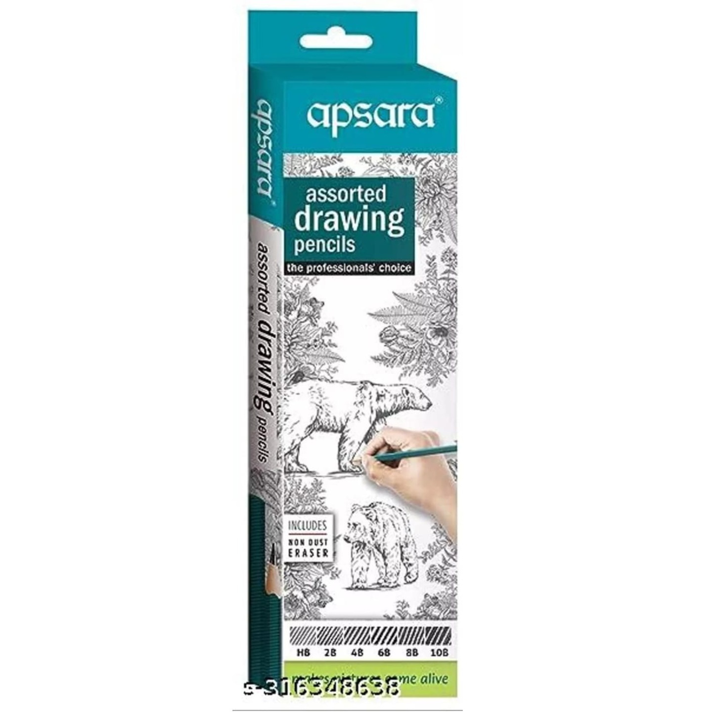 Apsara drawig pencil pack of 6 with free eraser (HB 2B 4B 6B 8B 10B)