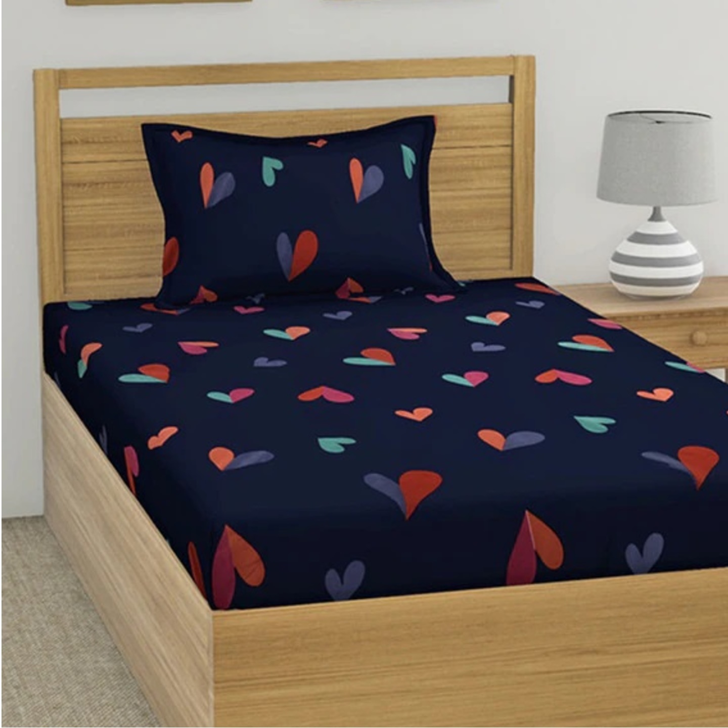 Home Single Bedsheet with 1 Pillow Cover