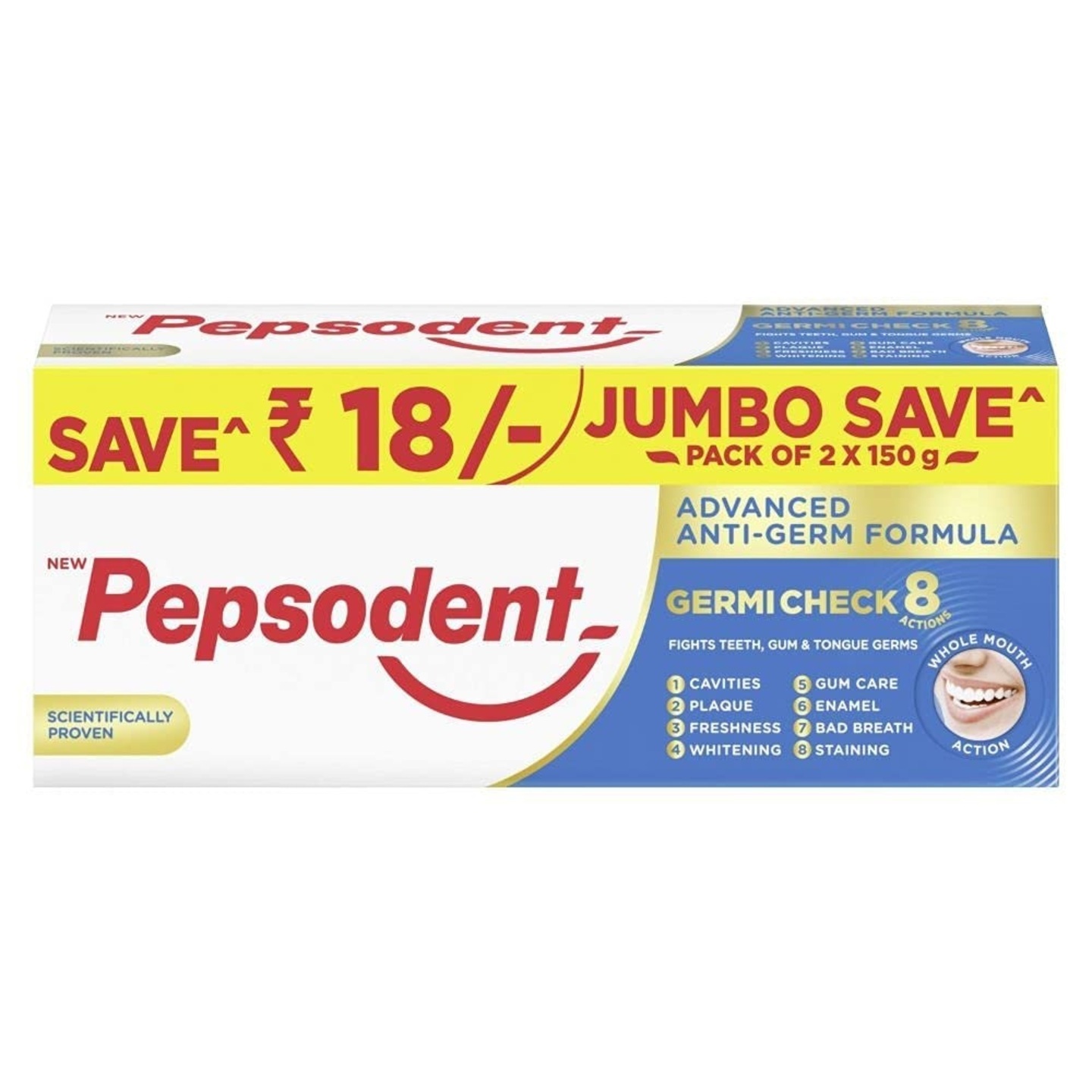 Pepsodent Germicheck Toothpaste 300g (150g x 2) - Jumbo Saver Pack