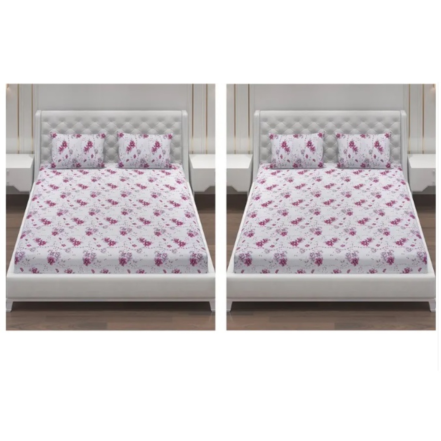Monte Carlo Moca 104 TC Pack of 2 Cotton Double Bedsheets 23Bs-Fiona-77