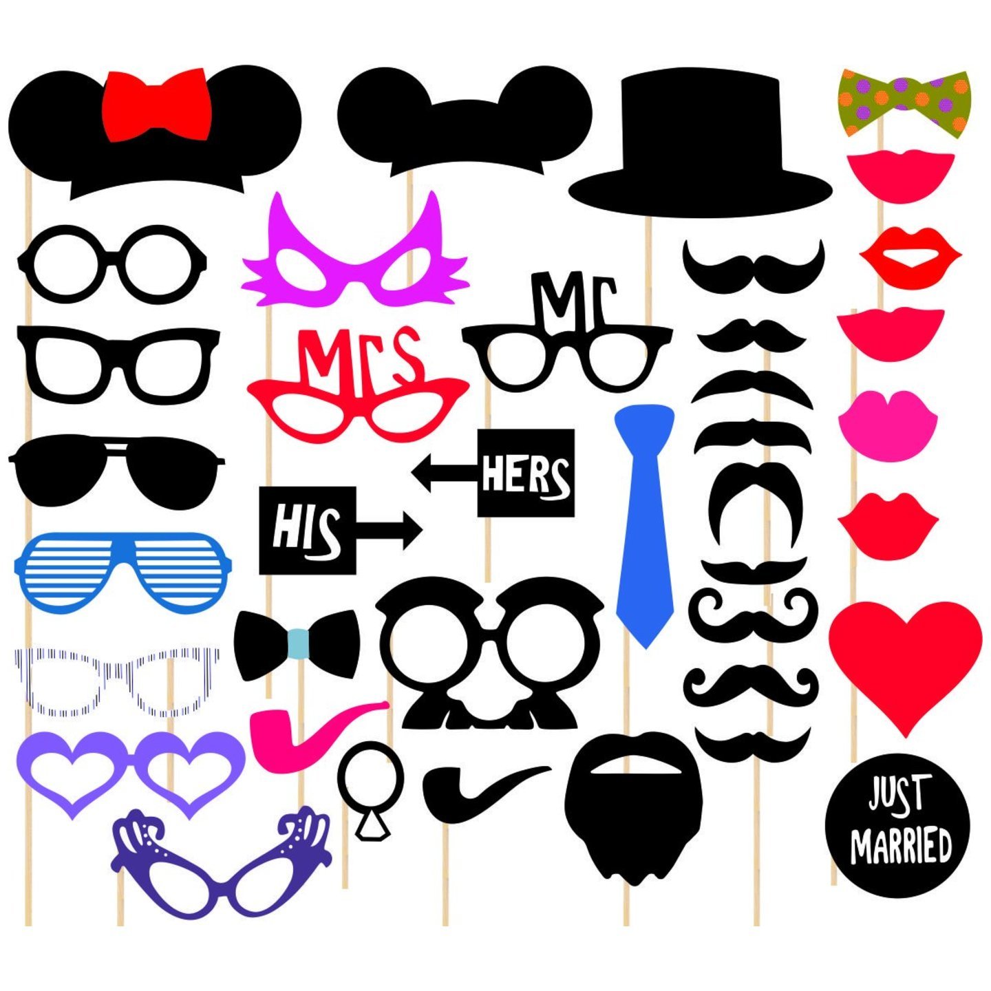 36 Pieces Photo Booth Party Props