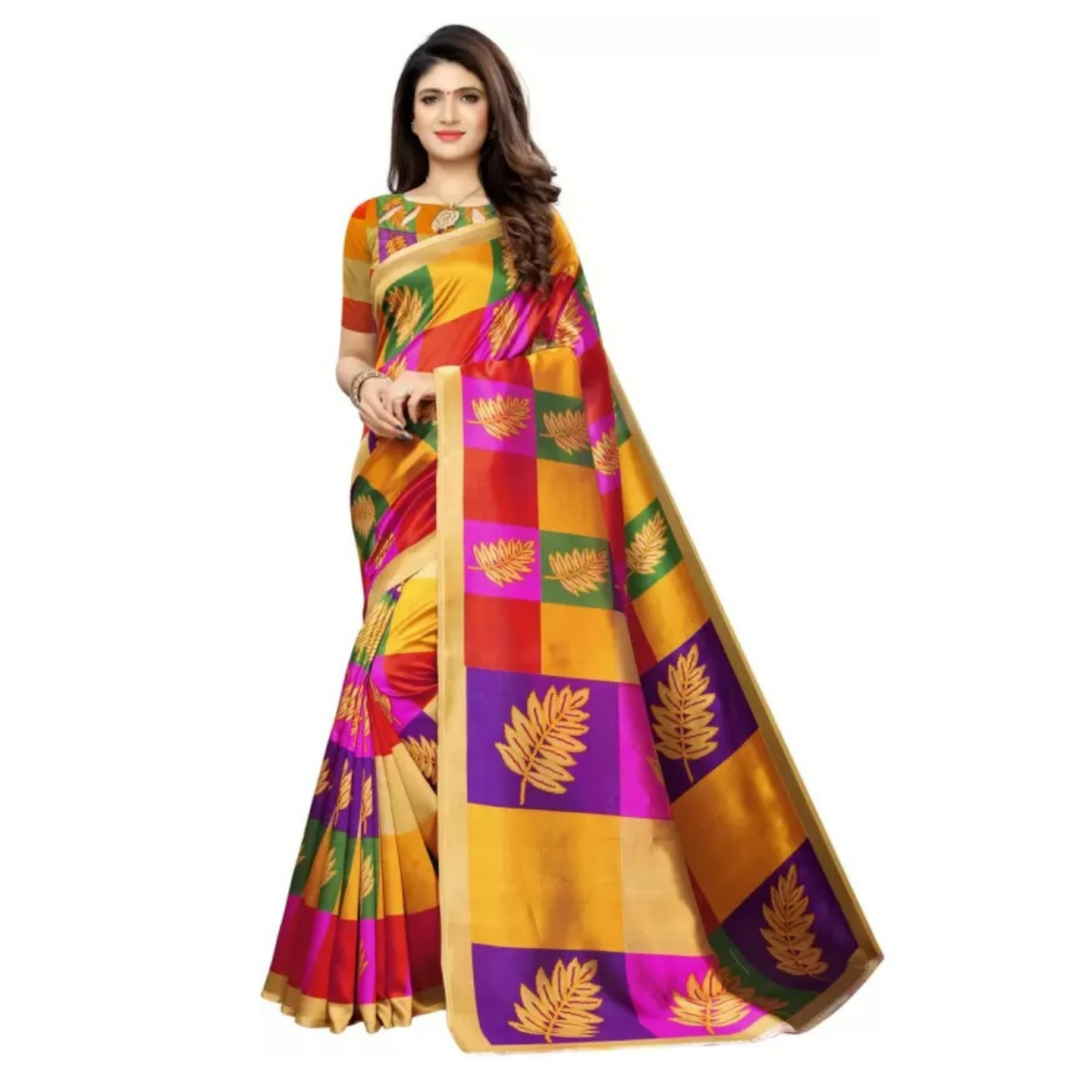 Womens Art Silk Saree with Blouse Piece