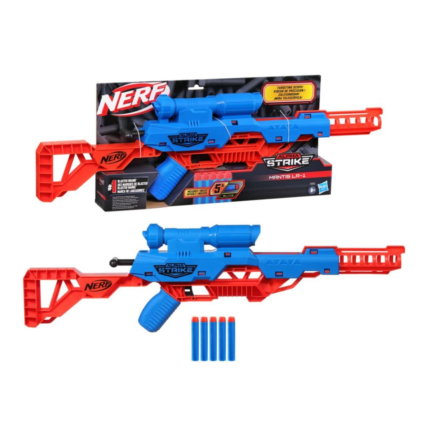 Nerf Alpha Strike Mantis LR-1 Dart Blaster with 5 Official Nerf Elite Foam Darts