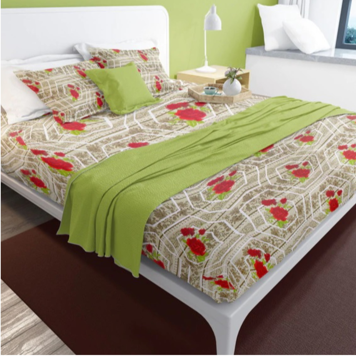 Mayfair Homes London Cotton Double Bedsheet with 2 Pillow Covers