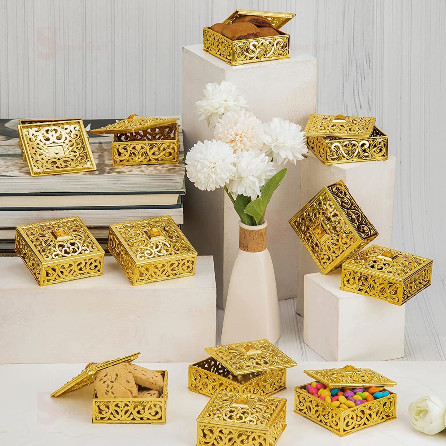 Acrylic Golden box for Mini Storage  Return Gift  Jewelry  Candy Storage 1 piece