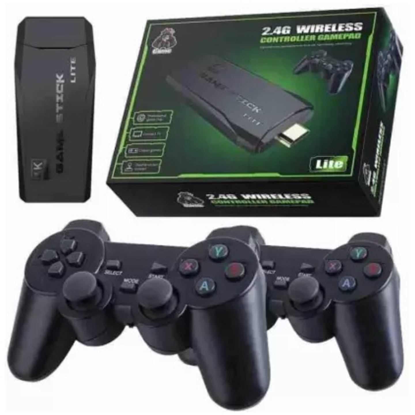 2.4G Wireless 4K Dual Player Gamepad Controller with Built-in 3000 Games