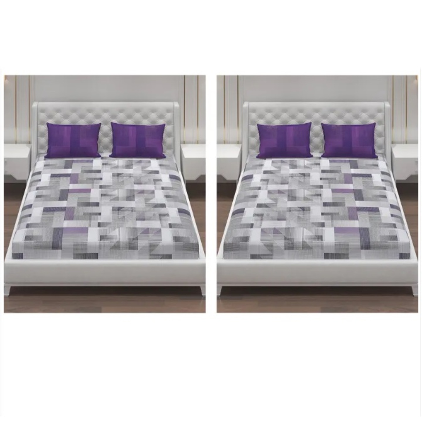 Monte Carlo Moca 104 TC Pack of 2 Cotton Double Bedsheets 23Bs-Fiona-73