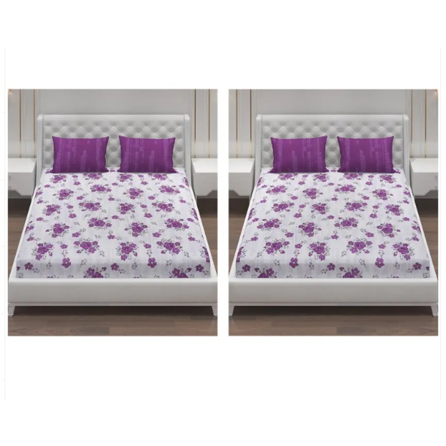 Monte Carlo Moca 104 TC Pack of 2 Cotton Double Bedsheets 23Bs-Fiona-66
