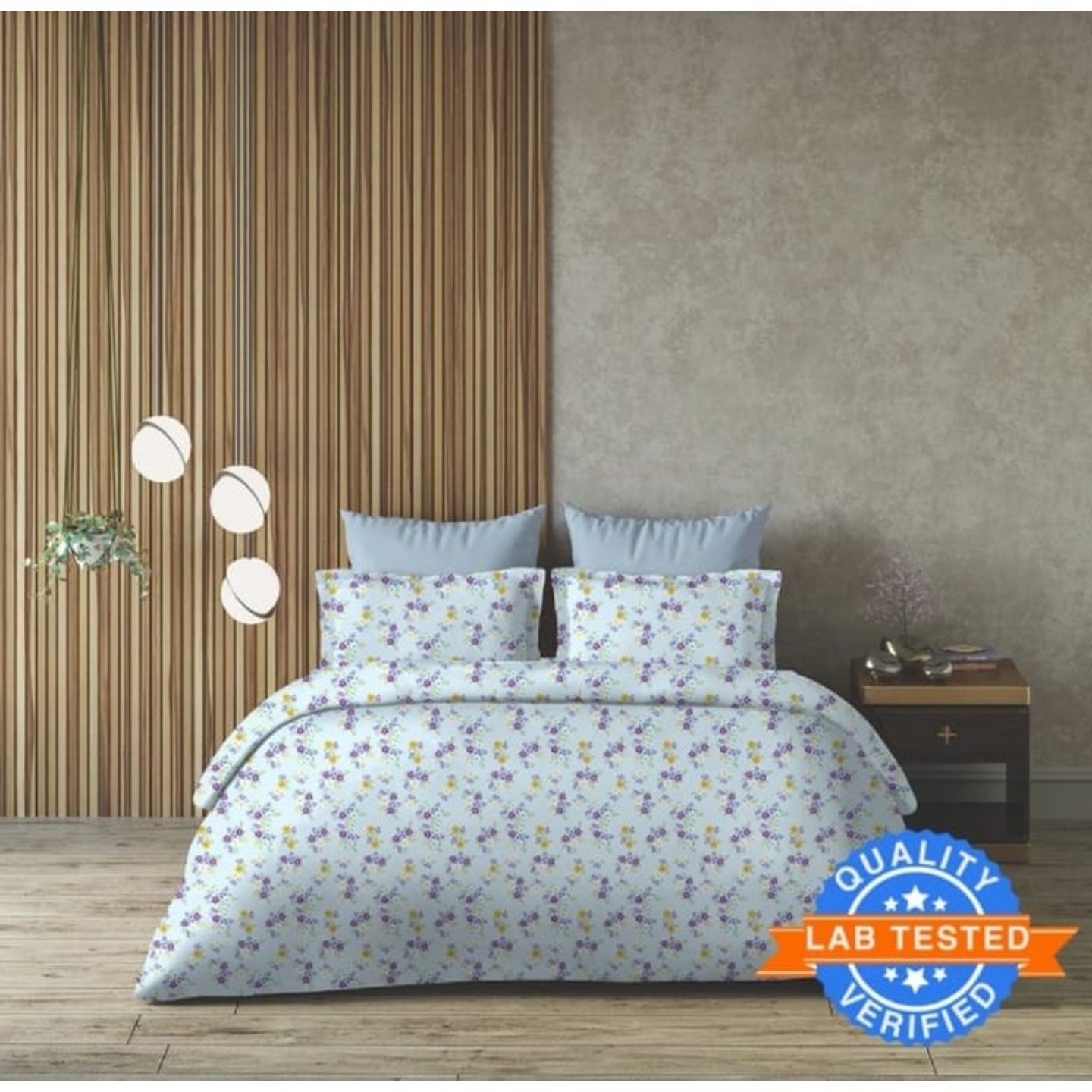 Arvind 120 TC Cotton King Floral Fitted Elastic Bedsheet 21120-04