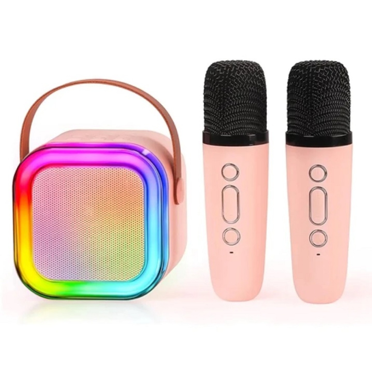 Rechargeable Karaoke Bluetooth Speaker with two Wireless Mic and RGB Lights