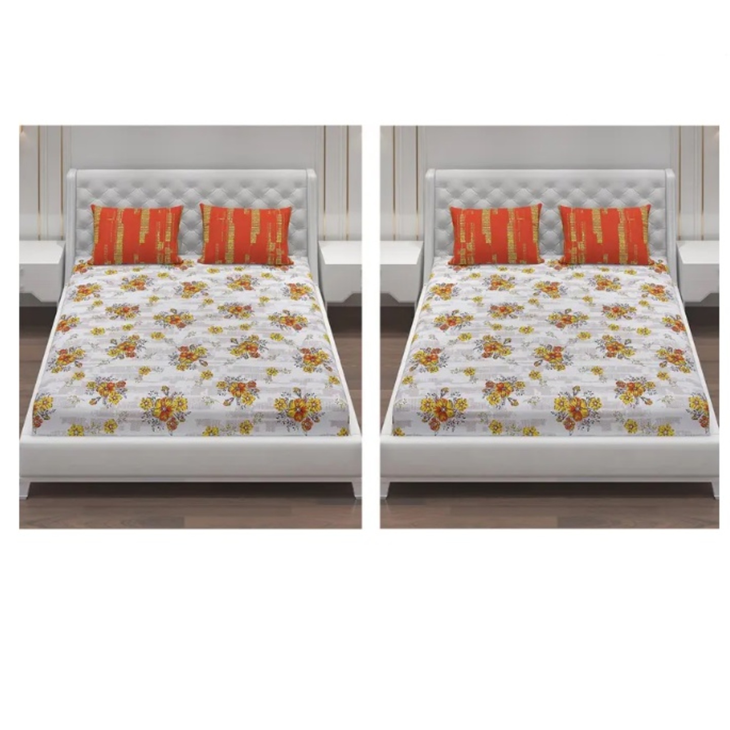 Monte Carlo Moca 104 TC Pack of 2 Cotton Double Bedsheets 23Bs-Fiona-68