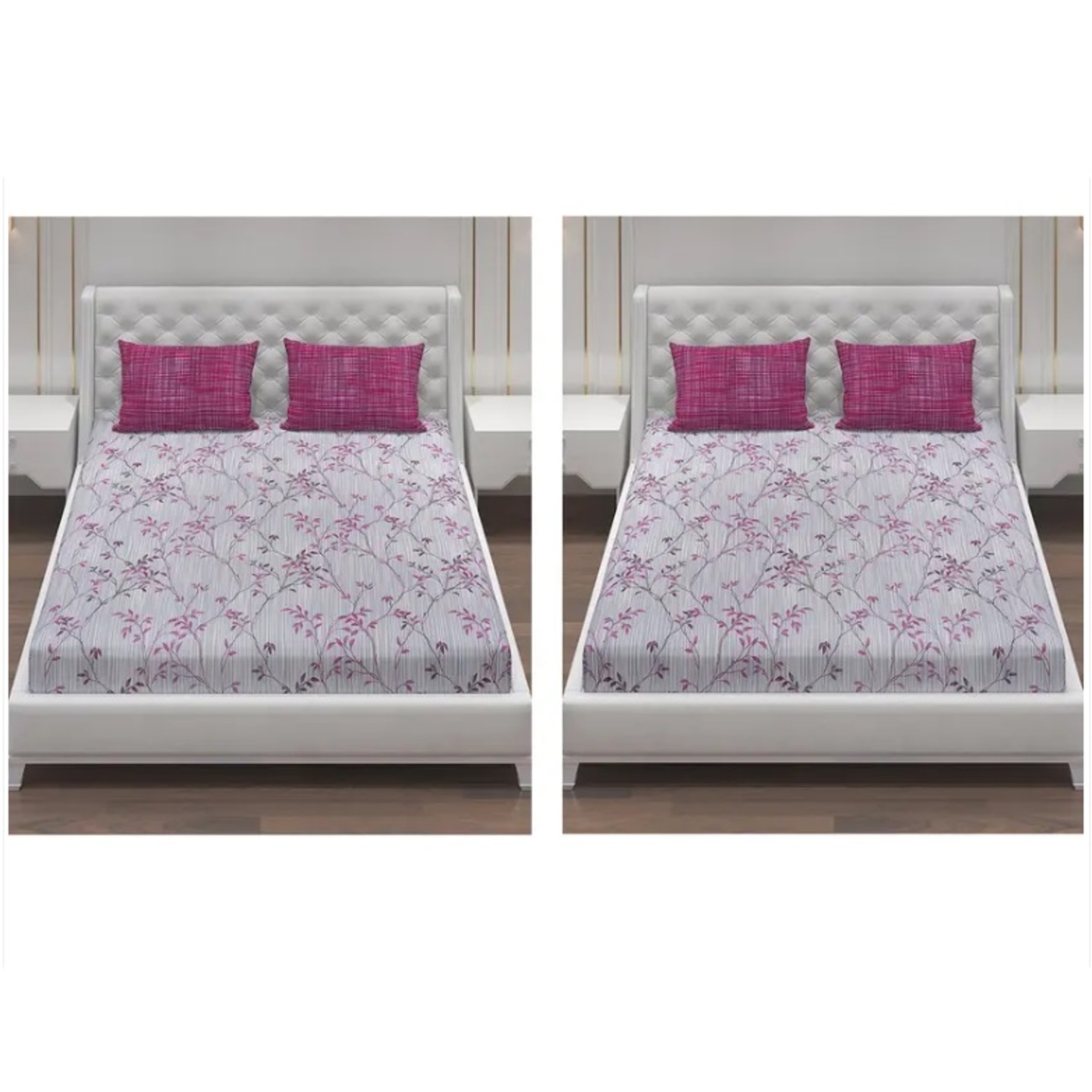 Monte Carlo Moca 104 TC Pack of 2 Cotton Double Bedsheets 23Bs-Fiona-82