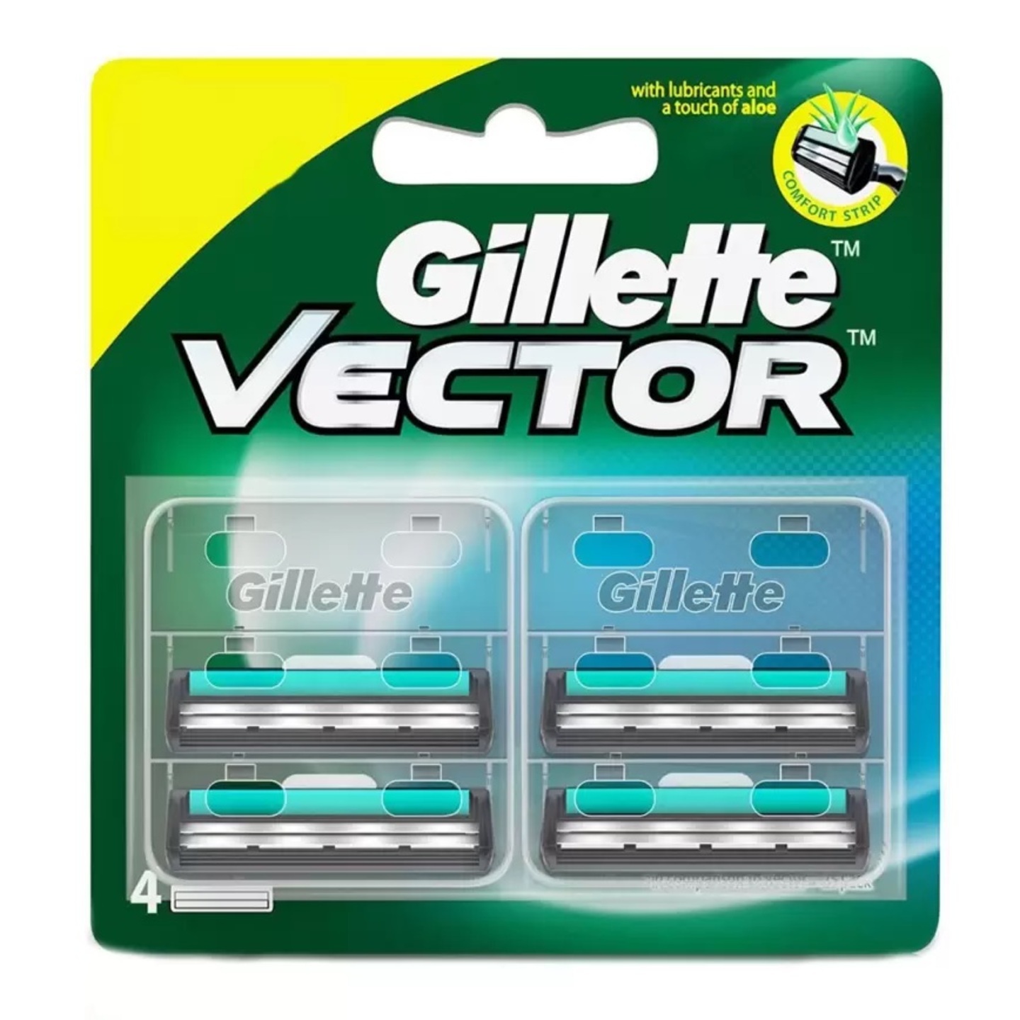 Gillette Vector Plus Manual Shaving Razor Blades (Cartridge) - Pack of 4