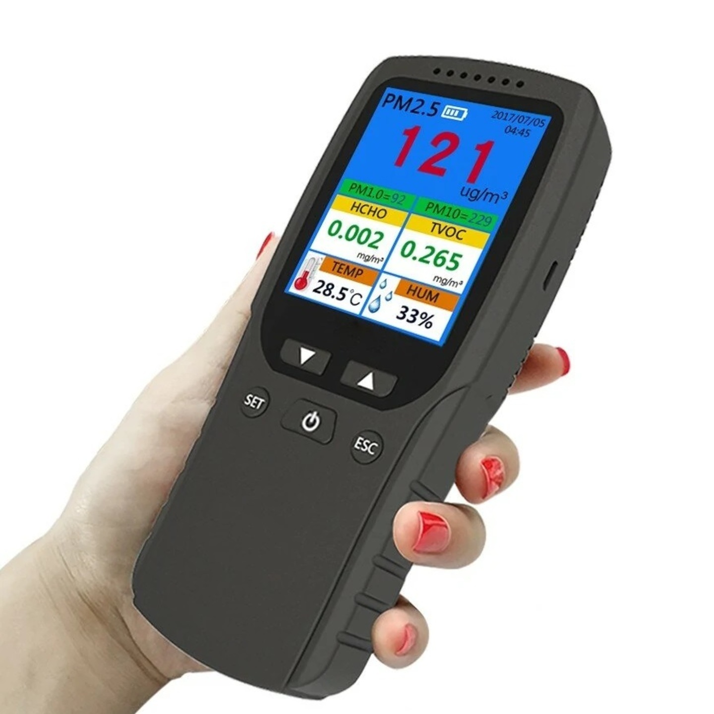 Portable Air Quality Monitor PM 2.5  PM 1.0  PM 10 HCHO  TVOC  AQI  TEMP  HUM