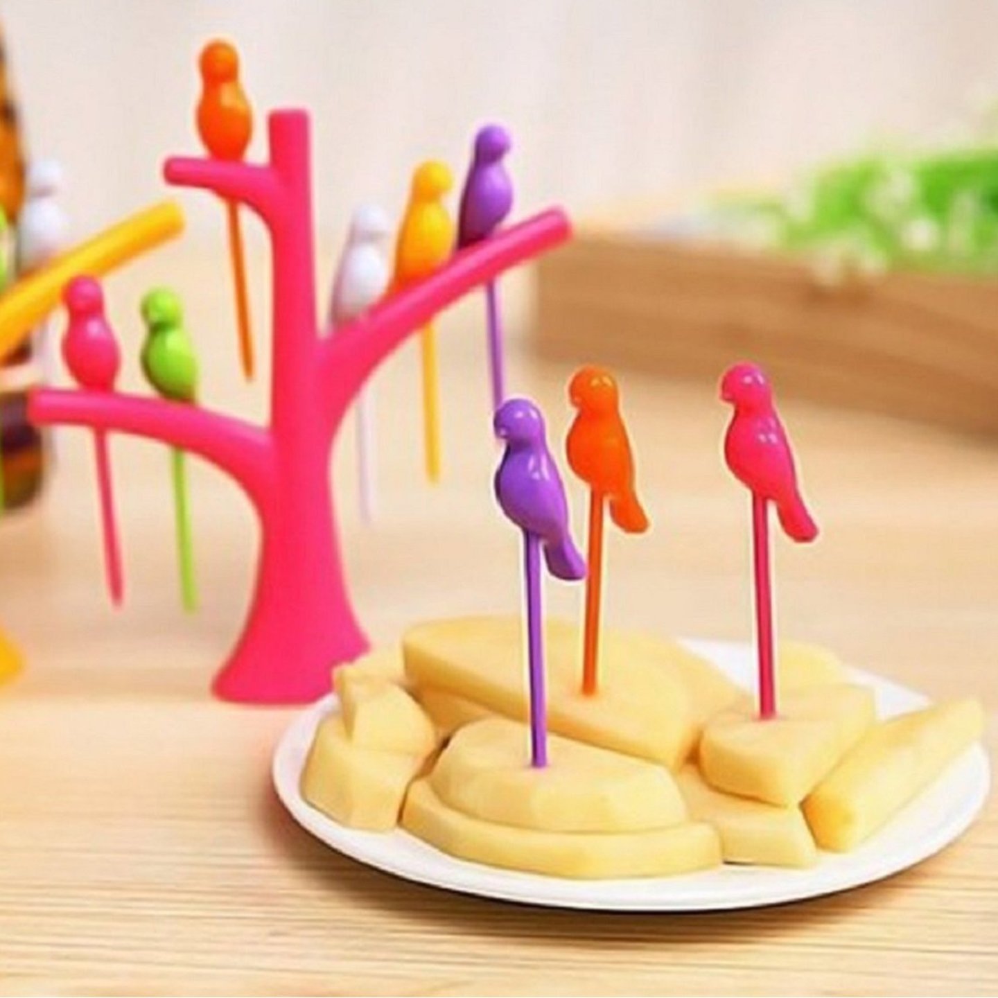 7 Piece Fruit Fork Pack with Stand
