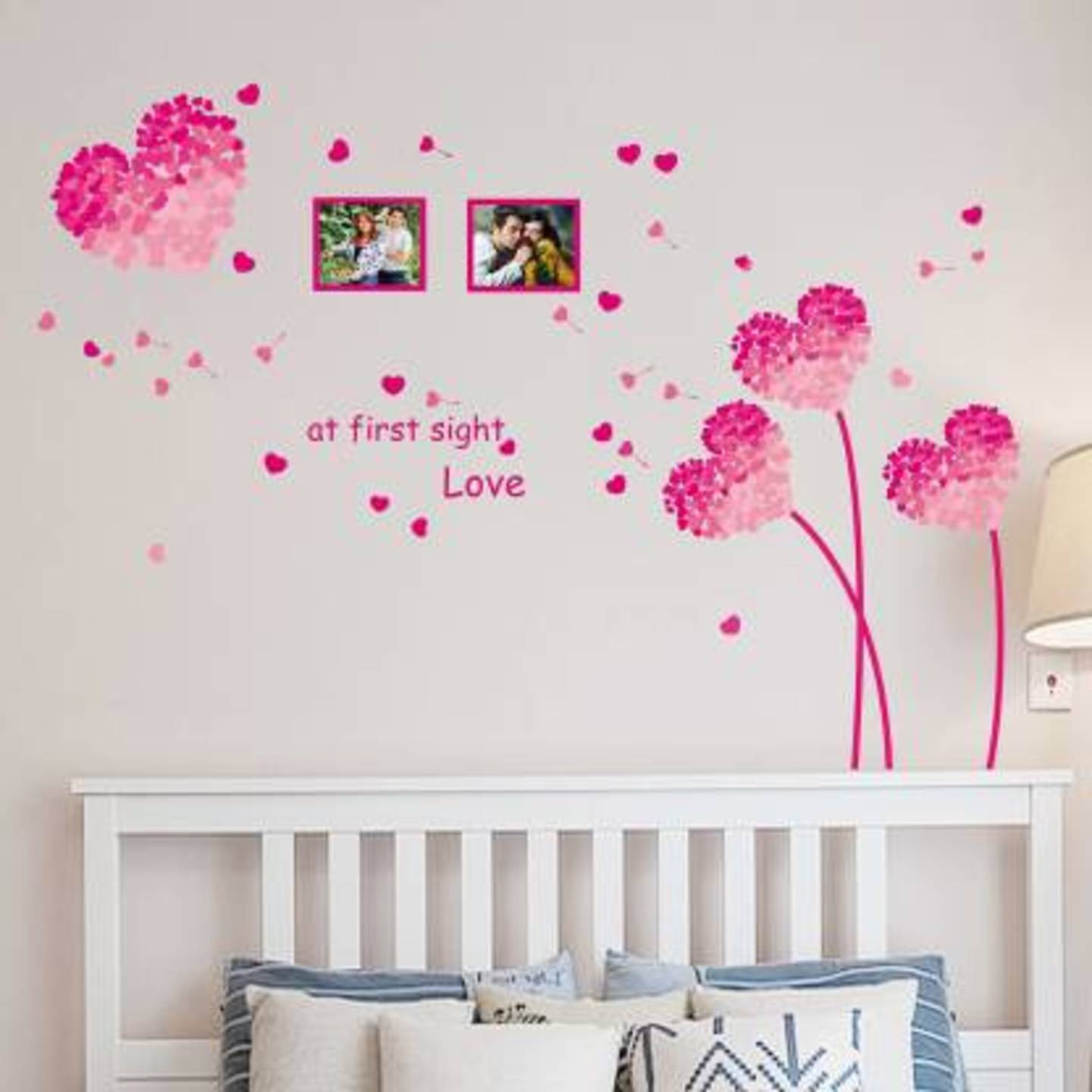 Photos with heart and flowers wall sticker
