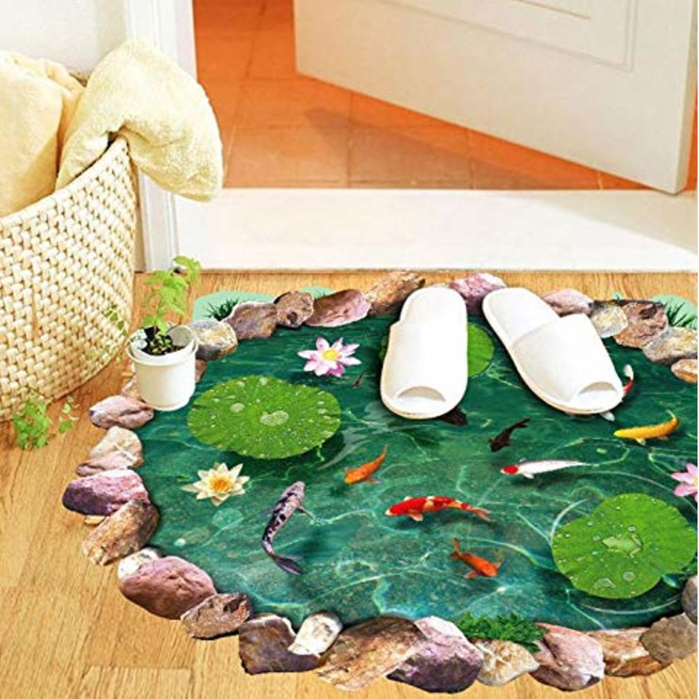 3D Lotus Pond Fish Floor Sticker