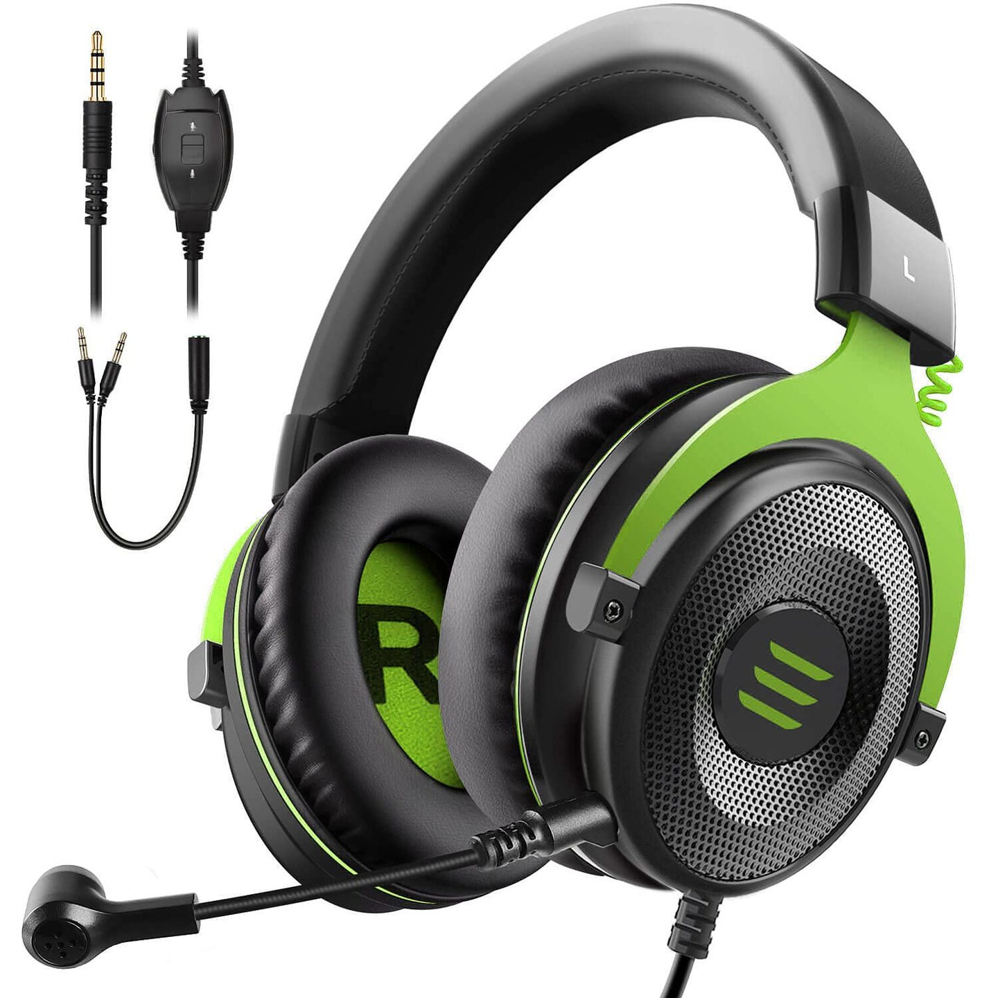 EKSA E900 Wired Stereo Gaming Headset with Noise Canceling Mic (Green)