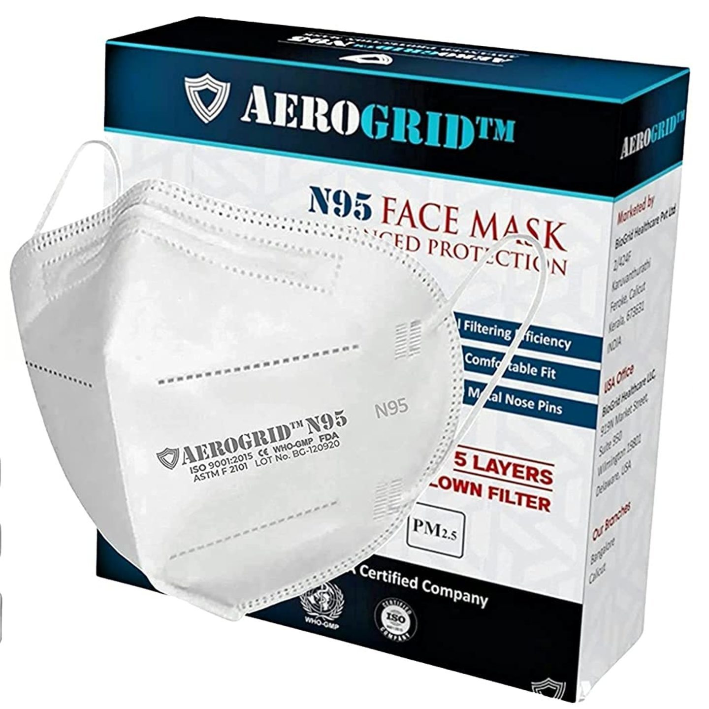 AeroGrid FFP2  5 Layers TuV Certified N95 Mask